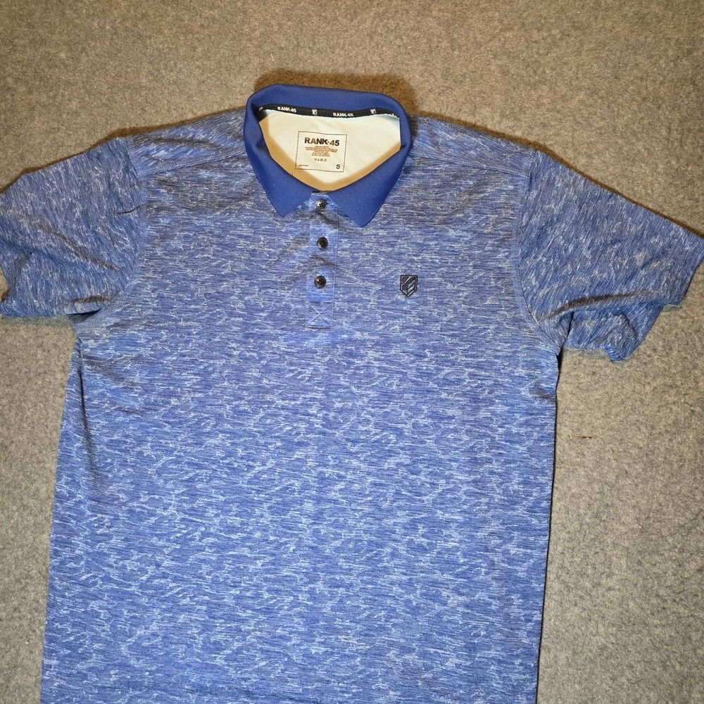 Rank 45 Mens Short S Sleeve Blue Polo 100% Polyester Size Small 374